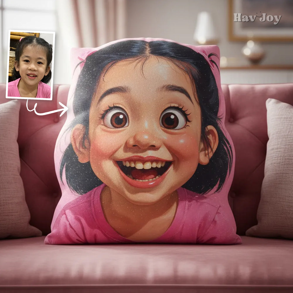Caricuture Handcrafted Portrait Plush Velvet Pillow