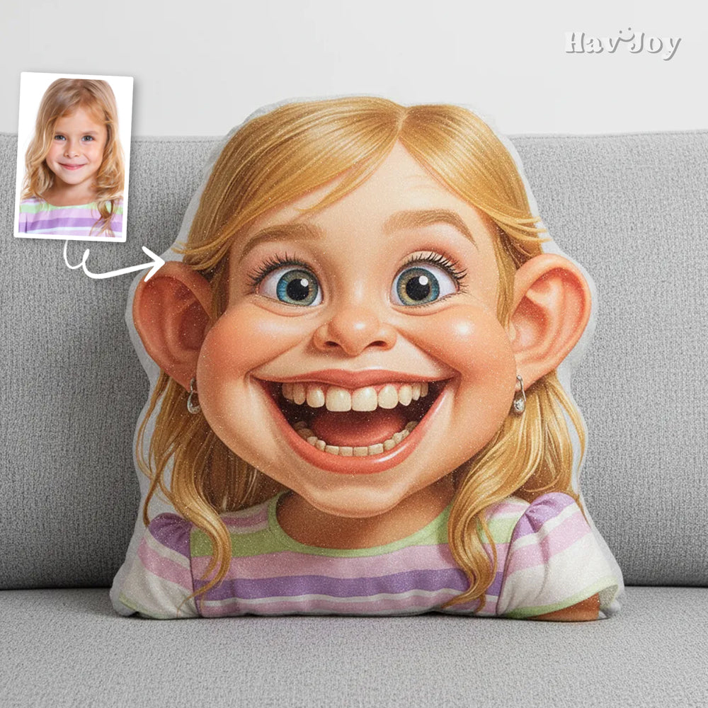 Caricuture Handcrafted Portrait Plush Velvet Pillow