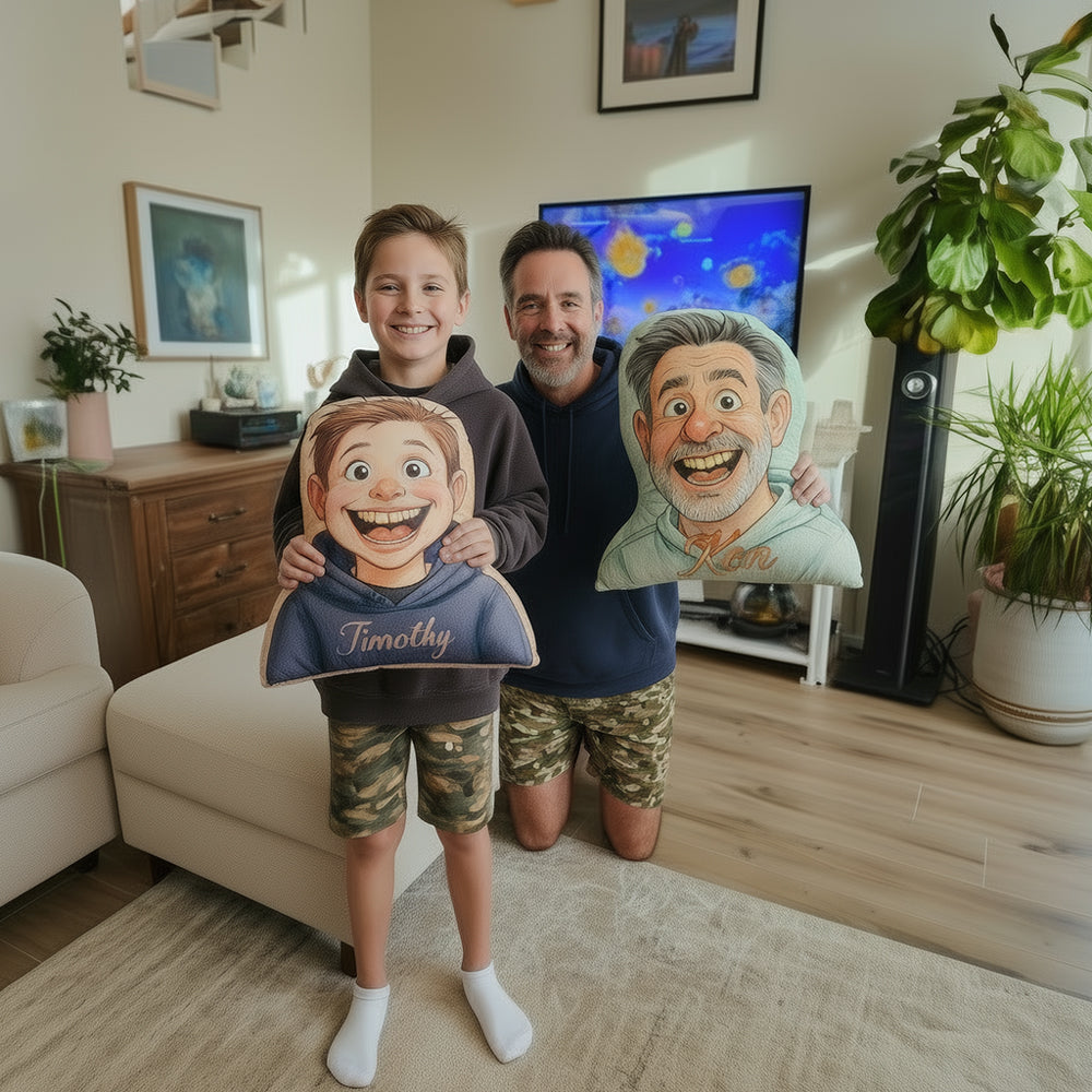 Cute Caricuture Handcrafted Portrait Plush Velvet Pillow