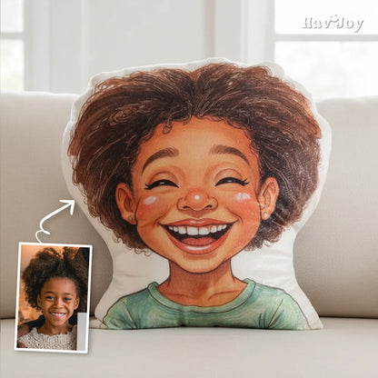 Cute Caricuture Handcrafted Portrait Plush Velvet Pillow