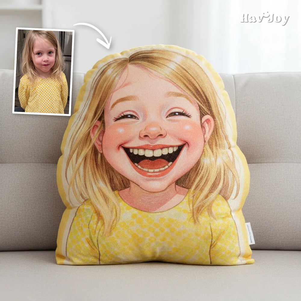 Cute Caricuture Handcrafted Portrait Plush Velvet Pillow