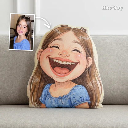 Cute Caricuture Handcrafted Portrait Plush Velvet Pillow