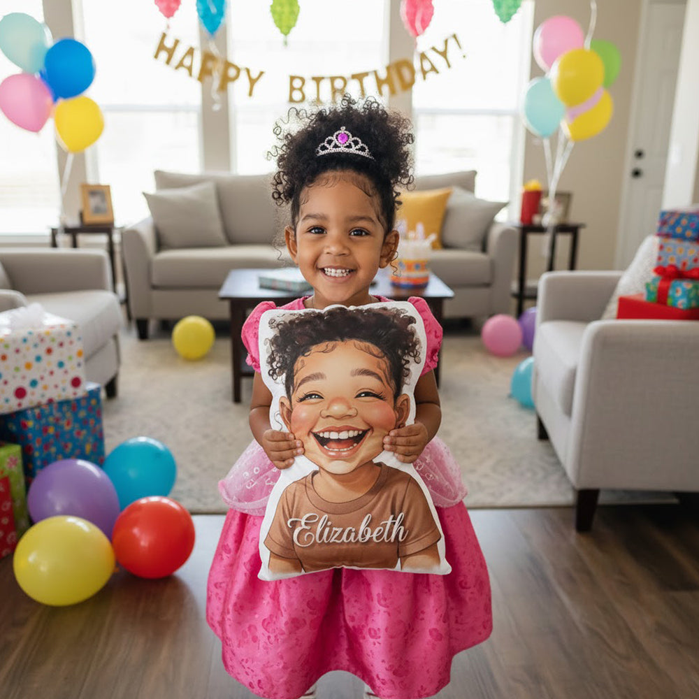 Cute Caricuture Handcrafted Portrait Plush Velvet Pillow