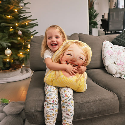 Cute Caricuture Handcrafted Portrait Plush Velvet Pillow