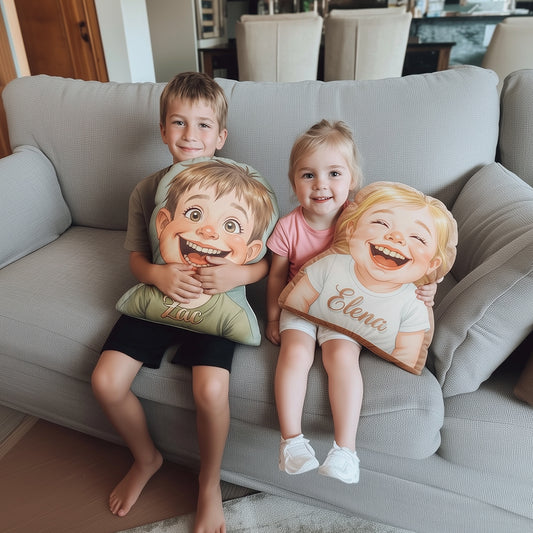 Custom Portrait Cute Caricuture Plush Velvet Pillow