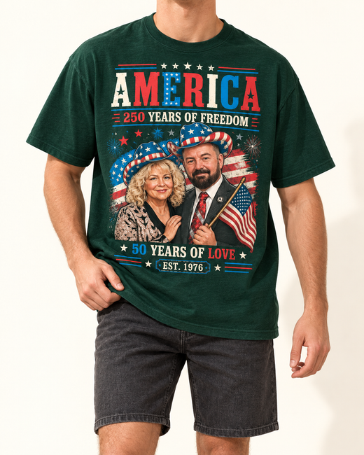 America 250th Love Anniversary | Custom T-shirt — Forest Green T-shirt | Youth studio 9db2f6258250