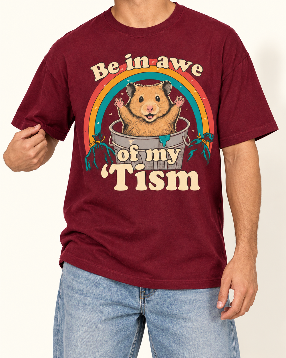 Be in Awe of My Tism | Custom T-shirt — Maroon T-shirt | Youth studio c82715965742