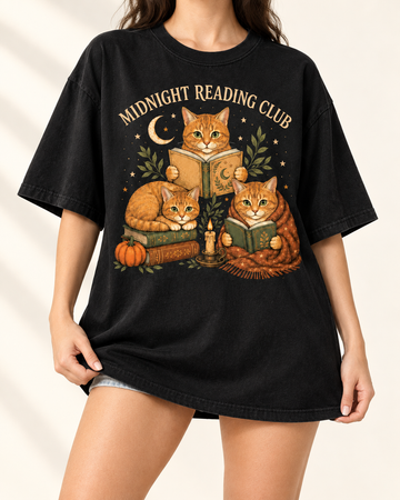 Midnight Reading Club Custom Cat T-shirt