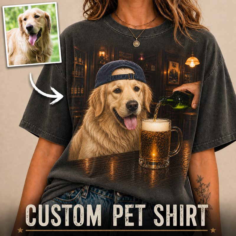 Dog in pub | Custom pet t-shirt