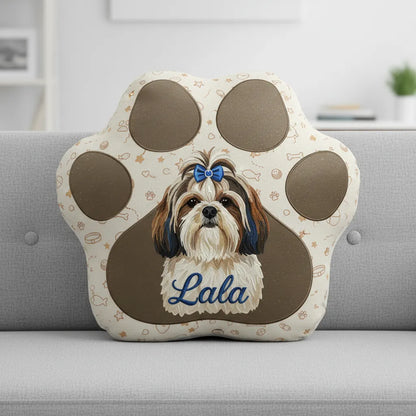 Custom Portrait Velvet Paw Print Pillow