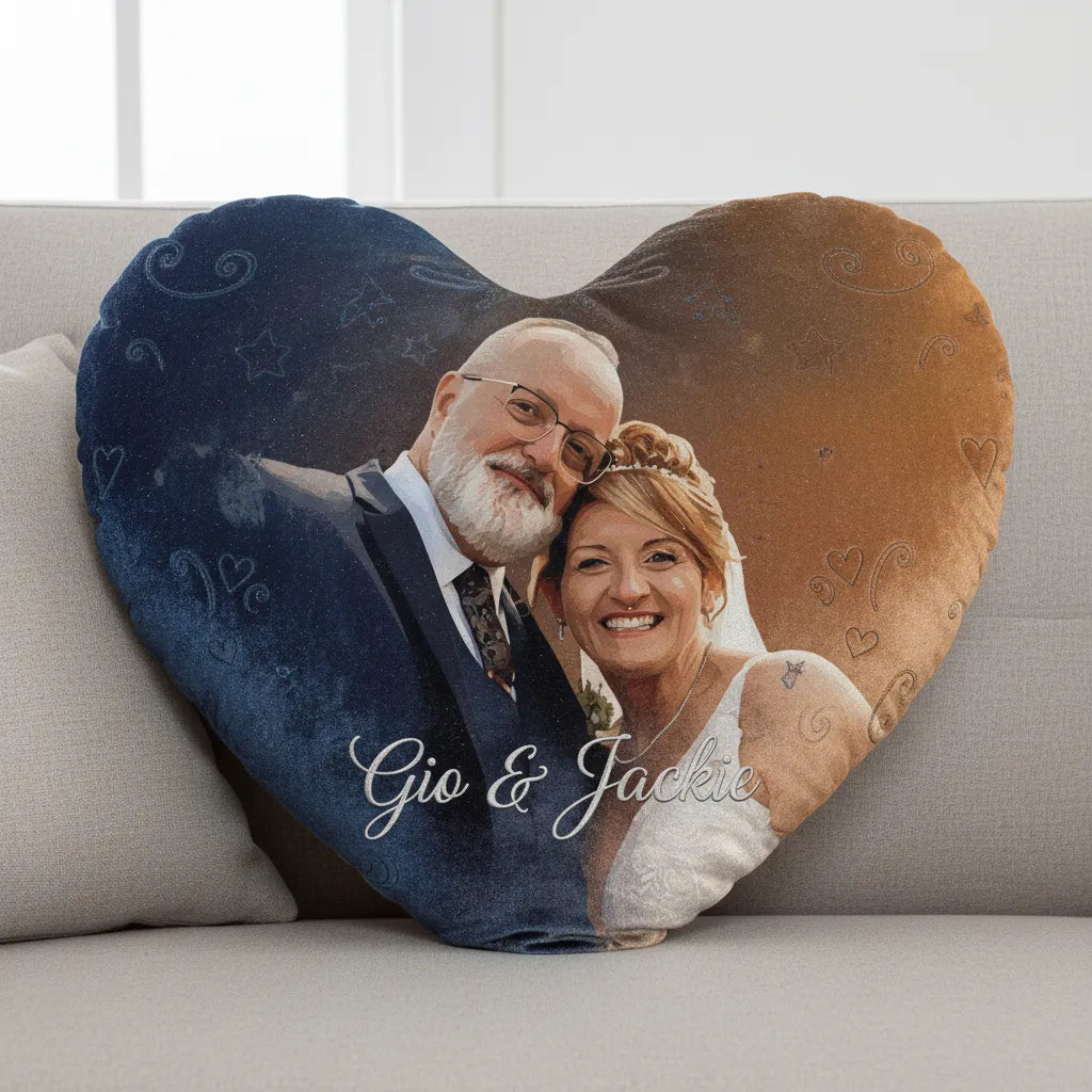 Custom Portrait Velvet Heart Pillow