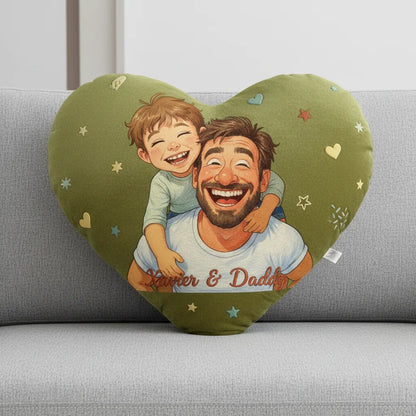 Custom Portrait Caricuture Style Heart Pillow