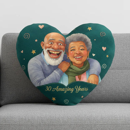 Custom Portrait Caricuture Style Heart Pillow