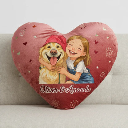 Custom Portrait Caricuture Style Heart Pillow