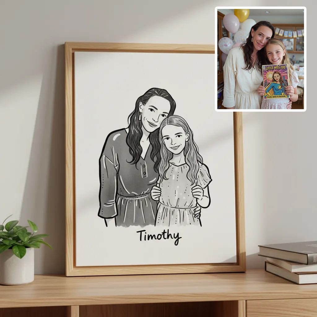 Custom Portrait Black Line Art