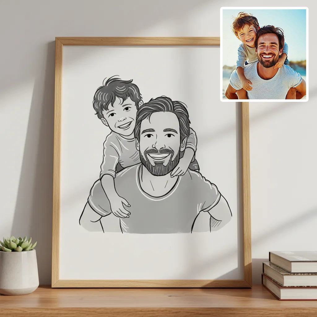 Custom Portrait Black Line Art