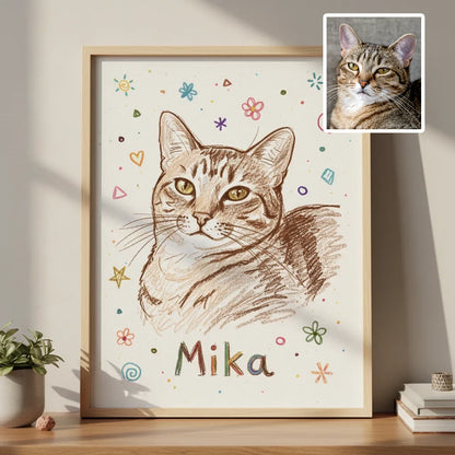 Custom Pet Portrait Crayon Sketch