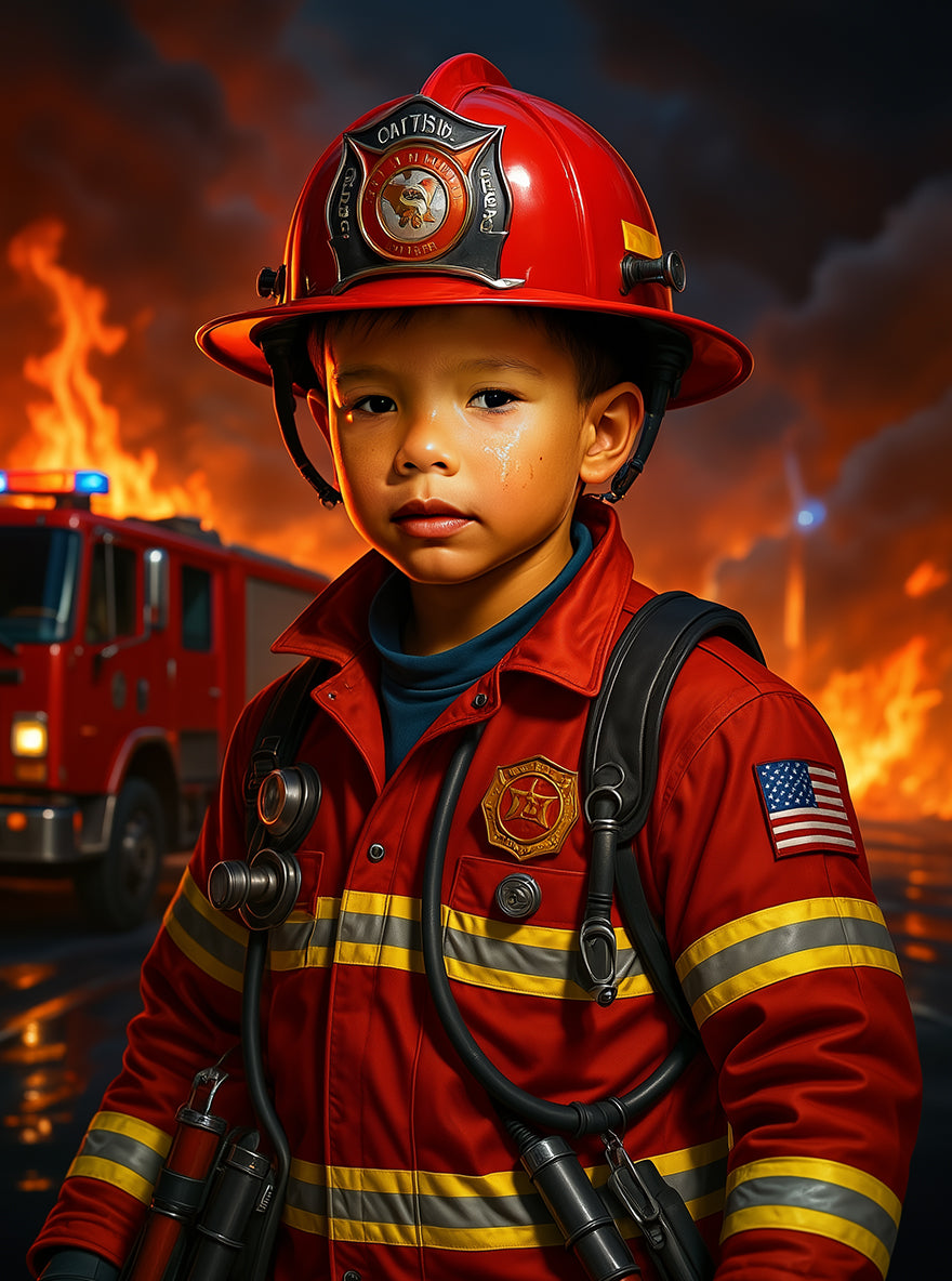 Personalized Career Portrait BLANKET for Boys – Firefighter, Police Officer, Pilot & more