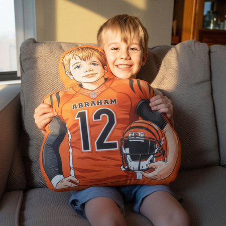 Custom Portrait Football Plush Velvet Pillow