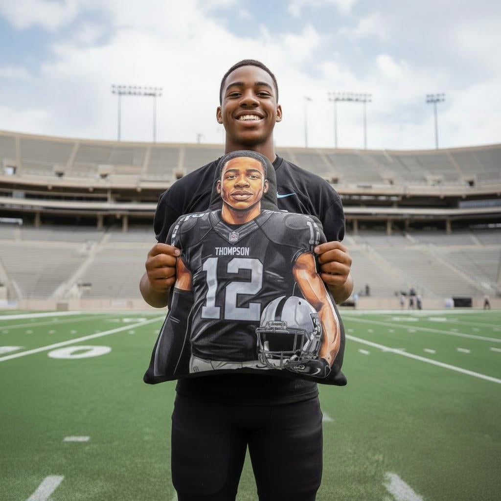 Custom Portrait Football Plush Velvet Pillow