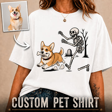 Dog plays with skeleton | Custom Funny T-shirt