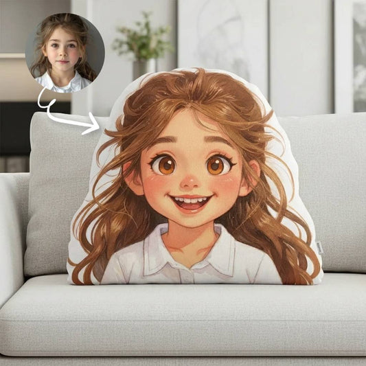 Cute Cartoon Portrait Plush Velvet Pillow