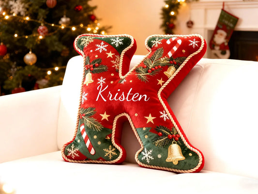 Custom Name Christmas Letter Plush Pillow