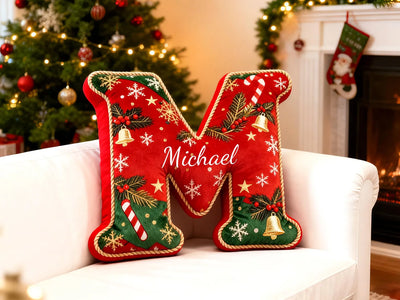 Custom Name Christmas Letter Plush Pillow