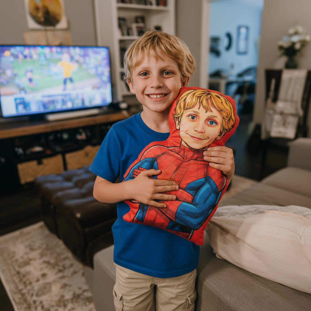 Comic Theme Handcrafted Portrait Plush Velvet Pillow