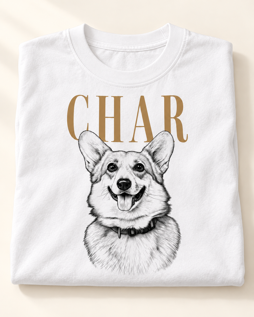 Custom Pet Portrait CHAR — White T-shirt | Light youth studio e81a69cc635a