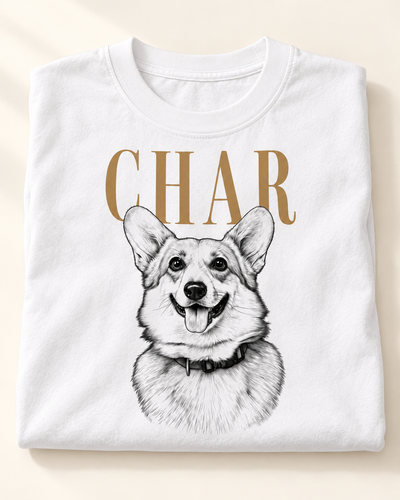 Custom Pet Portrait CHAR — White T-shirt | Light youth studio e81a69cc635a
