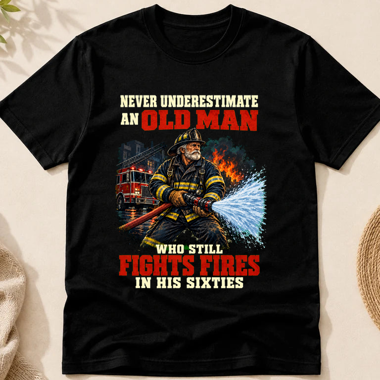 Never Underestimate Firefighter Custom Portrait Tshirt