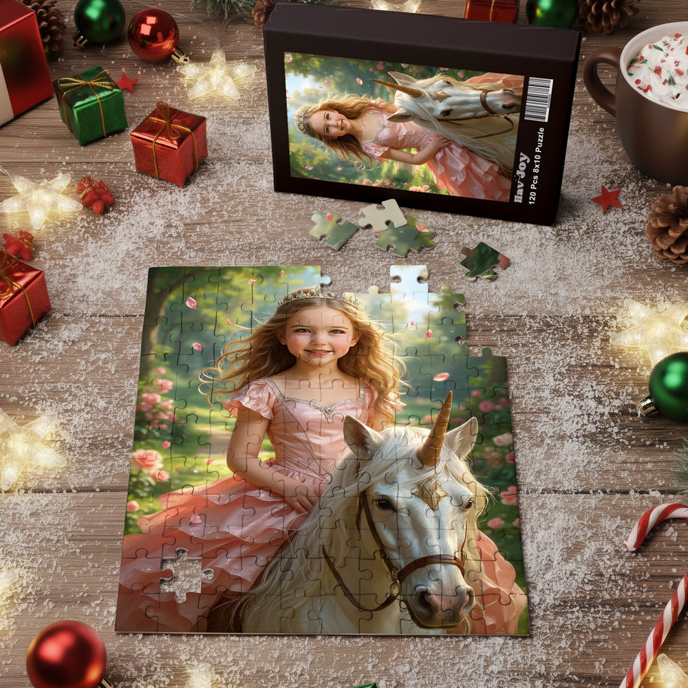 Personalized Unicorn Princess Portrait PUZZLE for Girls  - Multiple Designs