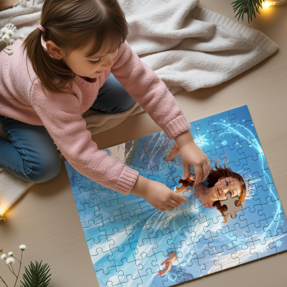 Personalized Fairy Tale Portrait PUZZLE for Girls - Elsa, Sleeping Beauty, Cinderella & more.