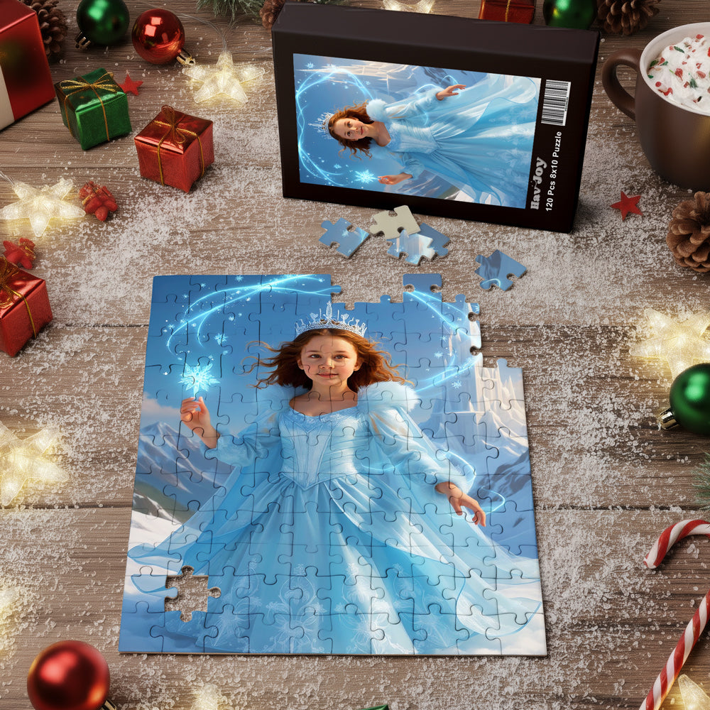 Personalized Fairy Tale Portrait PUZZLE for Girls - Elsa, Sleeping Beauty, Cinderella & more.