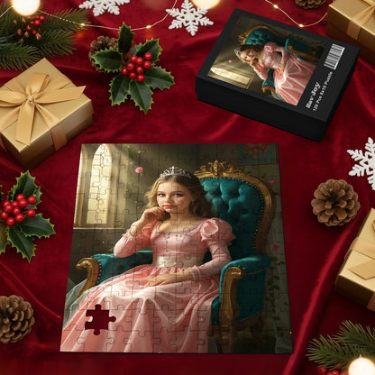 Personalized Fairy Tale Portrait PUZZLE for Girls - Elsa, Sleeping Beauty, Cinderella & more.
