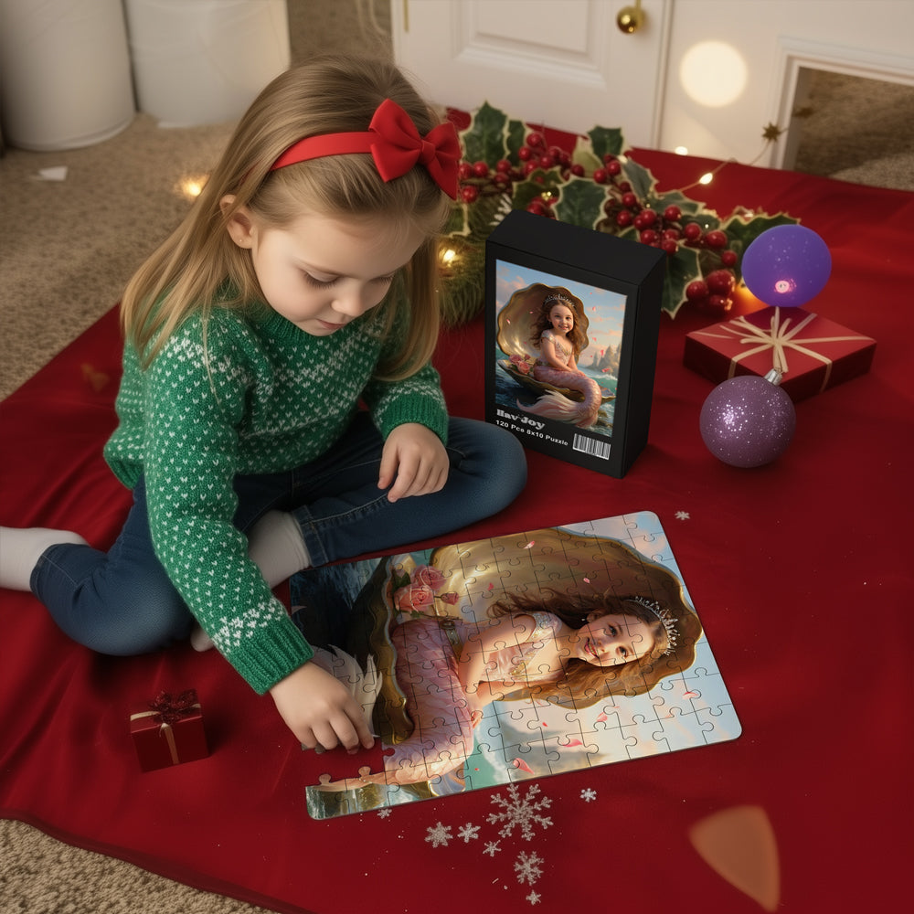 Personalized Fairy Tale Portrait PUZZLE for Girls - Elsa, Sleeping Beauty, Cinderella & more.