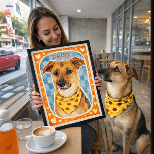 Custom Pet Portrait Heart Border