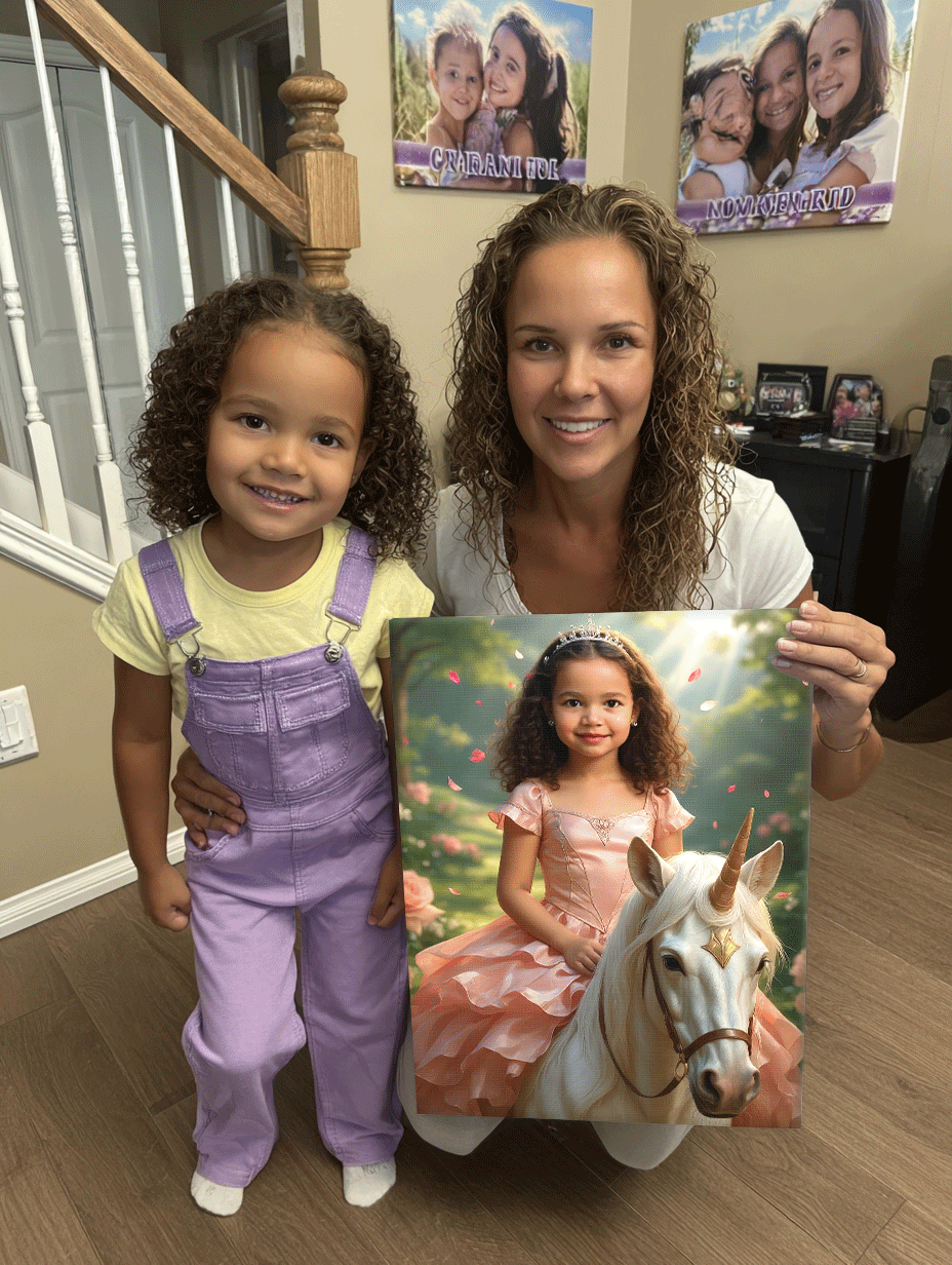 Personalized Unicorn Princess Portrait CANVAS for Girls  - Multiple Designs