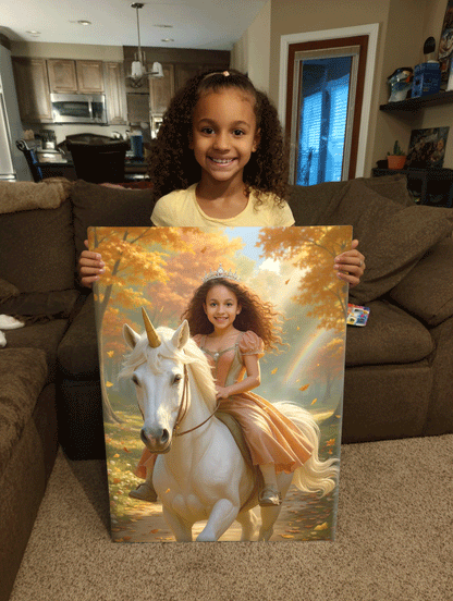 Personalized Unicorn Princess Portrait CANVAS for Girls  - Multiple Designs