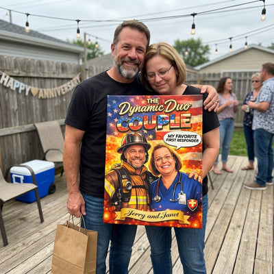 Dynamic Duo Heroes | Custom Couple Portrait