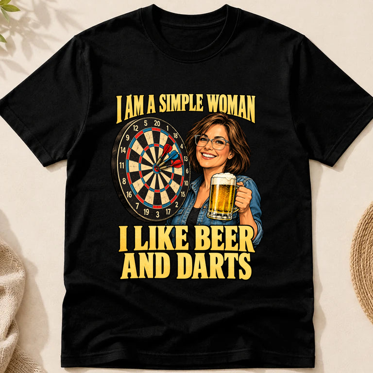 Simple Woman Beer Darts Custom Portrait Tshirt