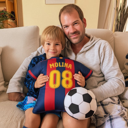 Custom Name Soccer T-Shirt Plush Velvet Pillow