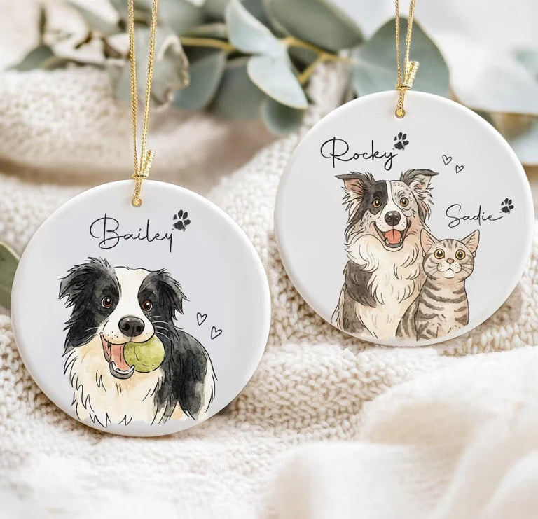 Personalized Watercolor Pet Photo Ornament