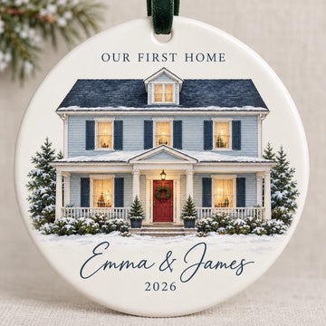 Watercolor First Home Christmas Ornament