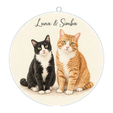 Personalized Two Pets Watercolor Round Acrylic Ornament