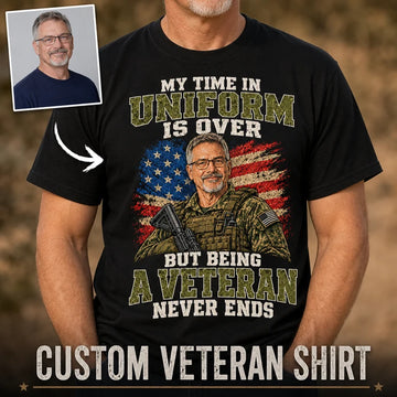 Veteran Never Ends Custom Portrait T-shirt