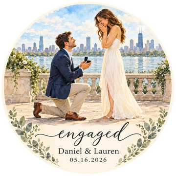 Personalized Engagement Portrait Round Acrylic Ornament