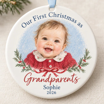 First Christmas as Grandparents Baby Portrait Ornament