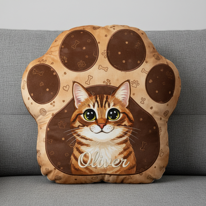 Custom Portrait Velvet Paw Print Pillow